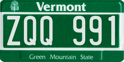 VT license plate ZQQ991