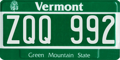VT license plate ZQQ992