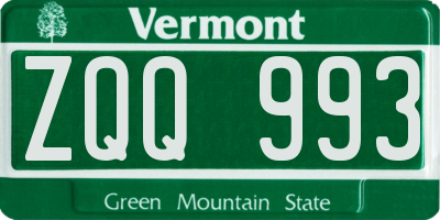 VT license plate ZQQ993