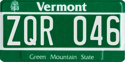 VT license plate ZQR046