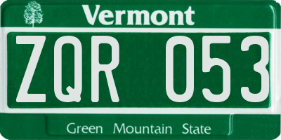 VT license plate ZQR053