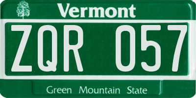 VT license plate ZQR057