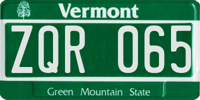 VT license plate ZQR065