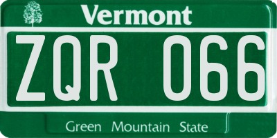 VT license plate ZQR066