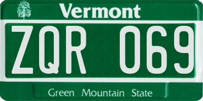 VT license plate ZQR069