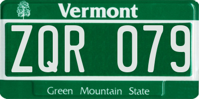 VT license plate ZQR079
