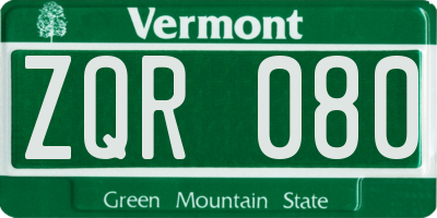 VT license plate ZQR080