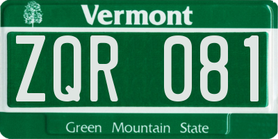 VT license plate ZQR081