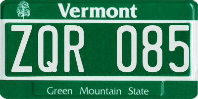 VT license plate ZQR085