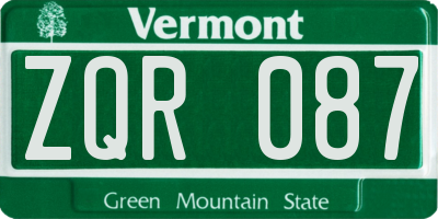 VT license plate ZQR087