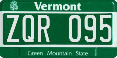 VT license plate ZQR095