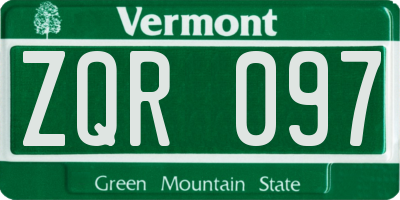 VT license plate ZQR097