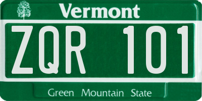 VT license plate ZQR101