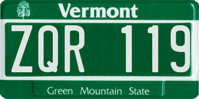 VT license plate ZQR119