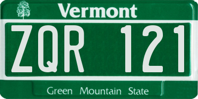 VT license plate ZQR121
