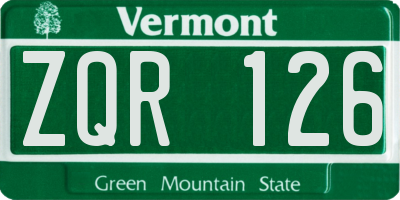 VT license plate ZQR126