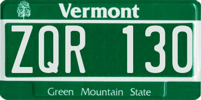 VT license plate ZQR130