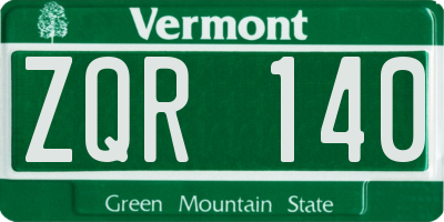 VT license plate ZQR140
