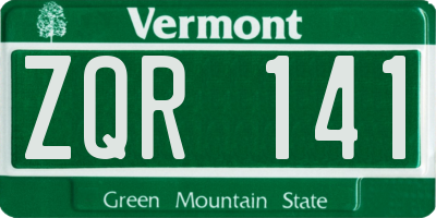 VT license plate ZQR141