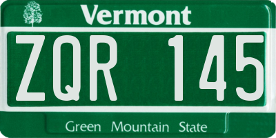 VT license plate ZQR145