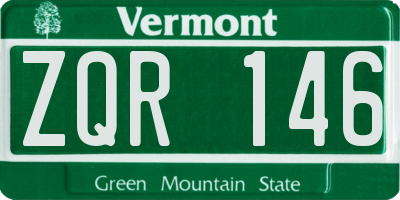 VT license plate ZQR146