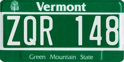 VT license plate ZQR148