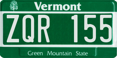 VT license plate ZQR155