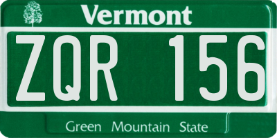 VT license plate ZQR156