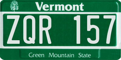 VT license plate ZQR157
