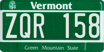 VT license plate ZQR158