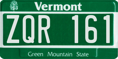 VT license plate ZQR161