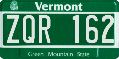 VT license plate ZQR162