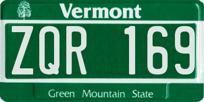 VT license plate ZQR169