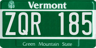 VT license plate ZQR185