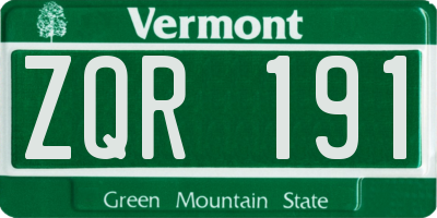 VT license plate ZQR191