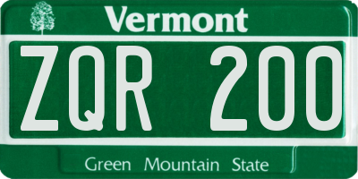 VT license plate ZQR200