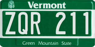 VT license plate ZQR211