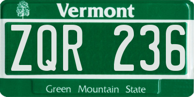 VT license plate ZQR236