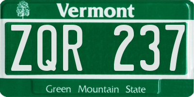 VT license plate ZQR237