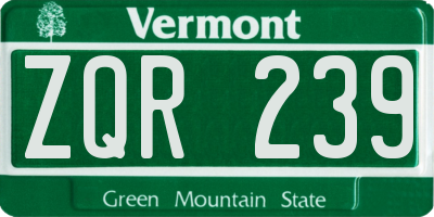 VT license plate ZQR239