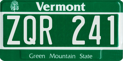 VT license plate ZQR241