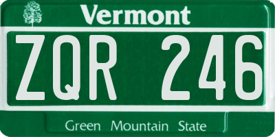 VT license plate ZQR246