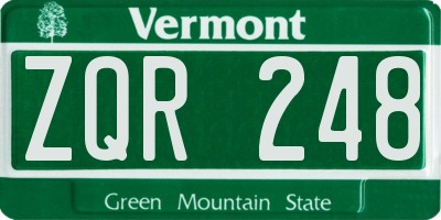 VT license plate ZQR248