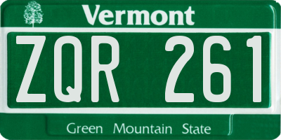 VT license plate ZQR261
