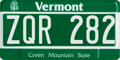 VT license plate ZQR282