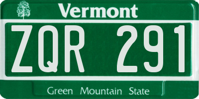 VT license plate ZQR291