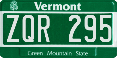 VT license plate ZQR295