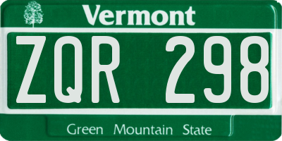 VT license plate ZQR298