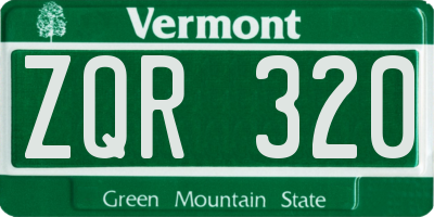 VT license plate ZQR320