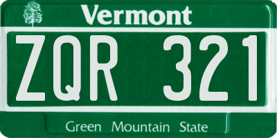 VT license plate ZQR321